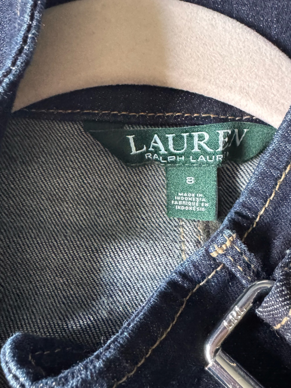 Ralph Lauren Dark Blue Denim Jacket with Contrast Stitching - Picture 3 of 6